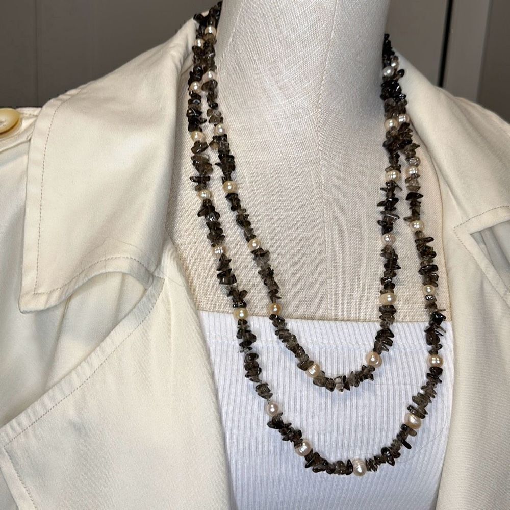 Single Layer Pink Pearl & Natural Stone Necklace-NWOT